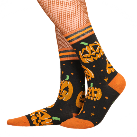 Vintage Jack-O-Lantern Pumpkin Crew Socks