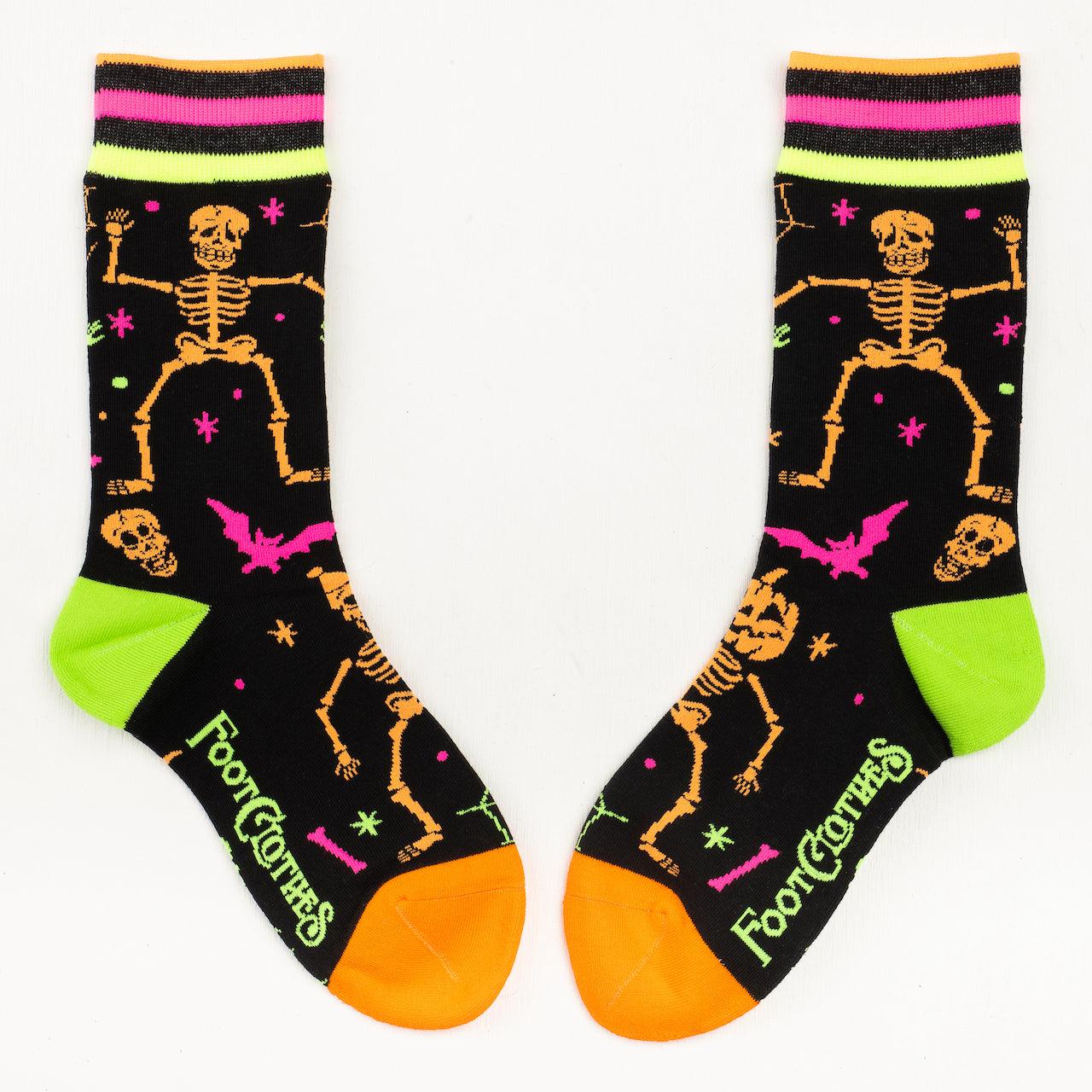 Rave Skeletons Crew Socks - UV Reactive