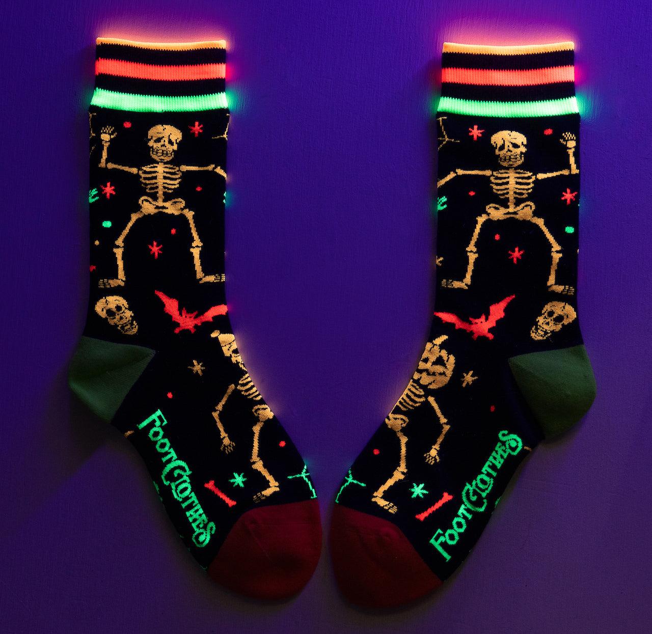 Rave Skeletons Crew Socks - UV Reactive