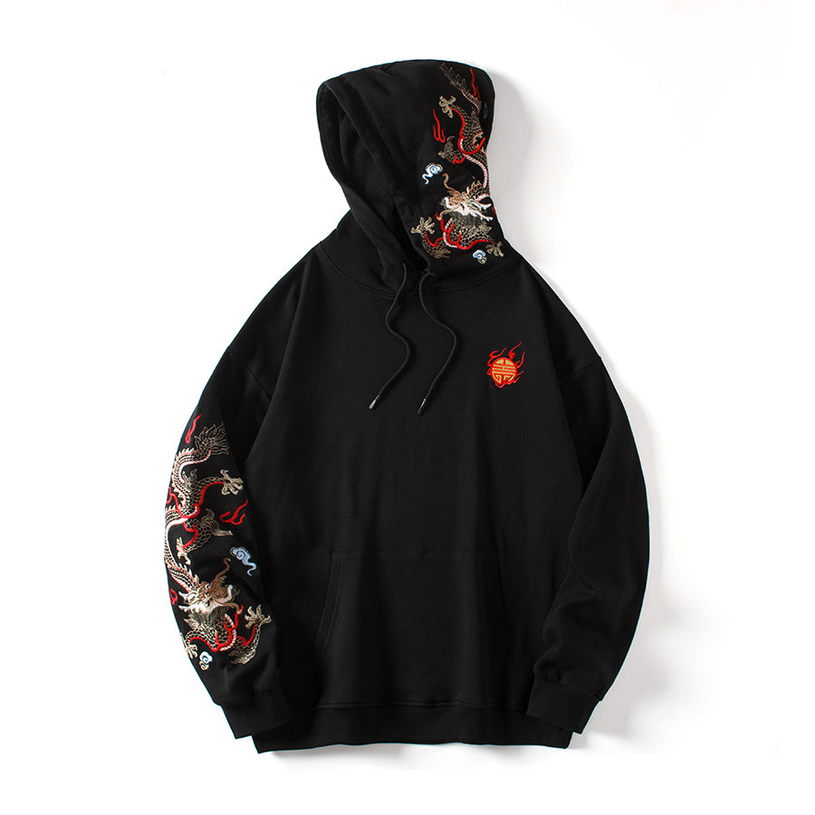 Flying Fire Dragon Embroidery Hoodie