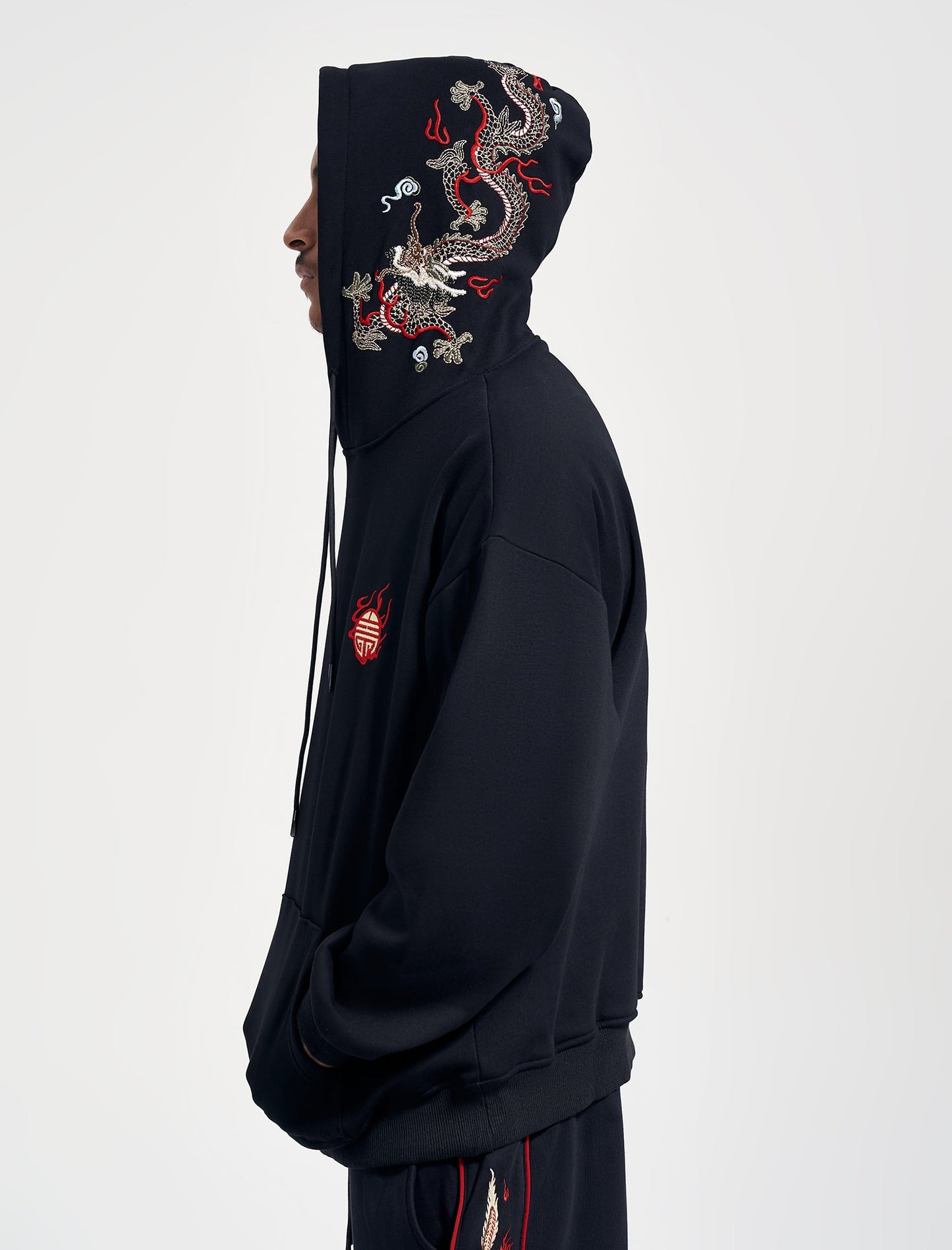 Flying Fire Dragon Embroidery Hoodie