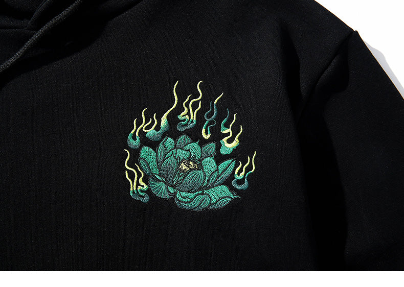 Emerald Tiger Embroidery Hoodie