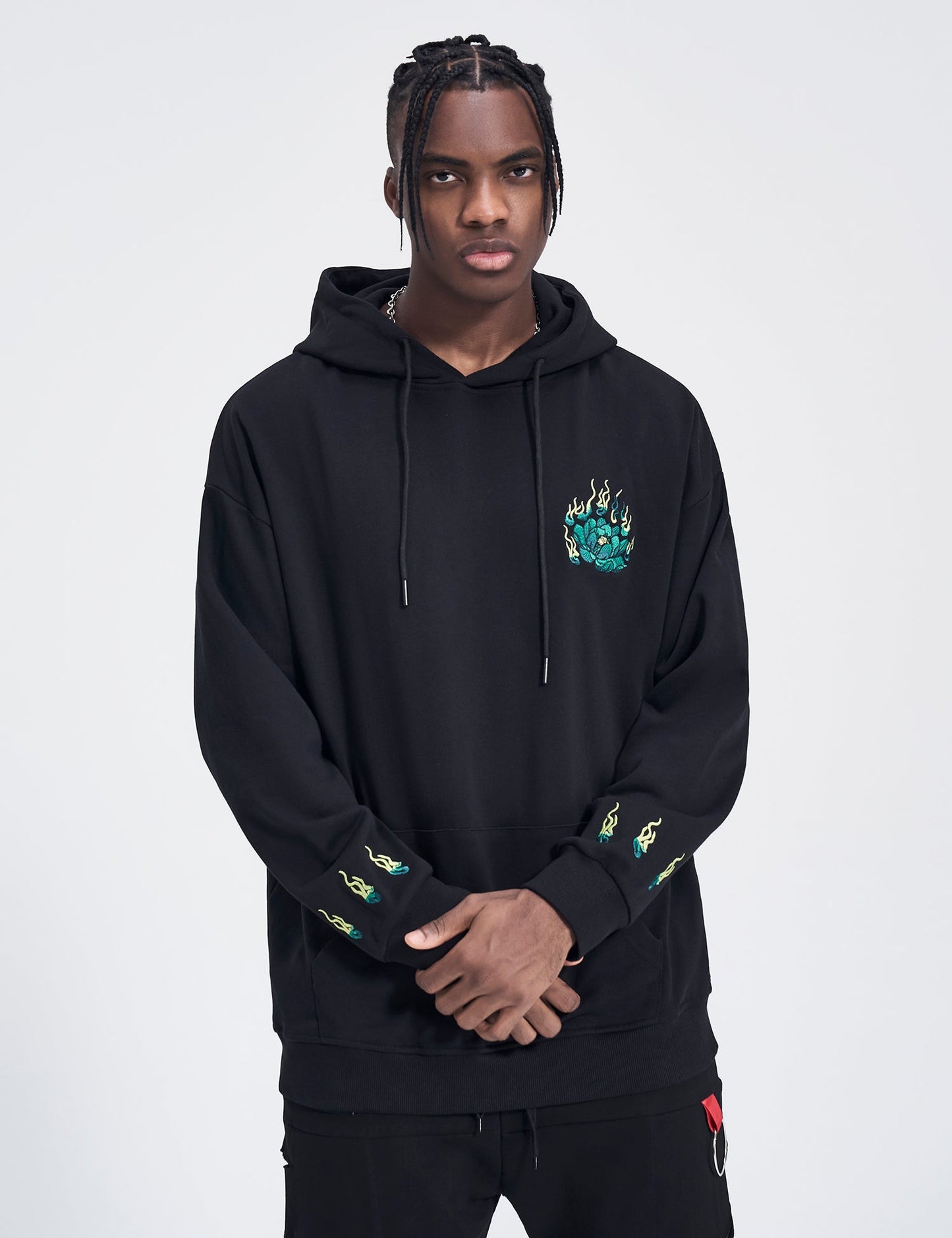 Emerald Tiger Embroidery Hoodie