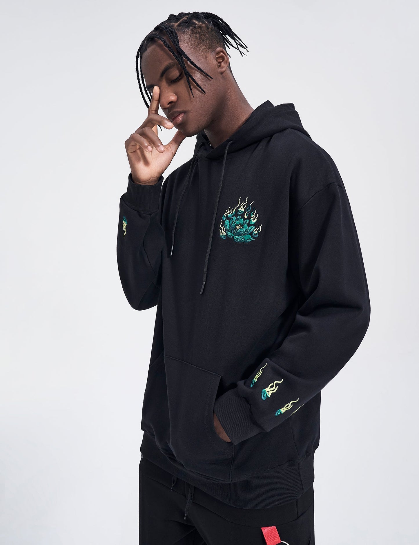 Emerald Tiger Embroidery Hoodie