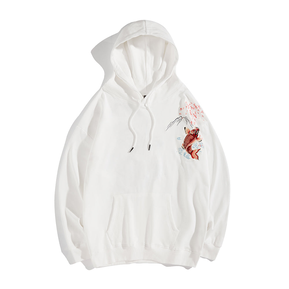 Dancing Fish Embroidery Hoodie