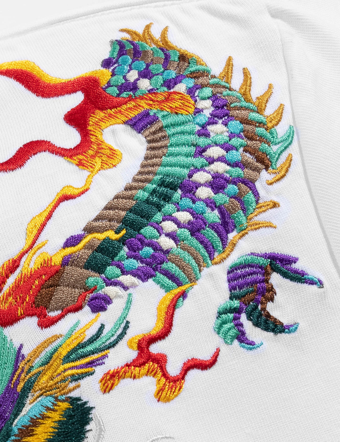 Flying Fire Dragons Embroidery Tee