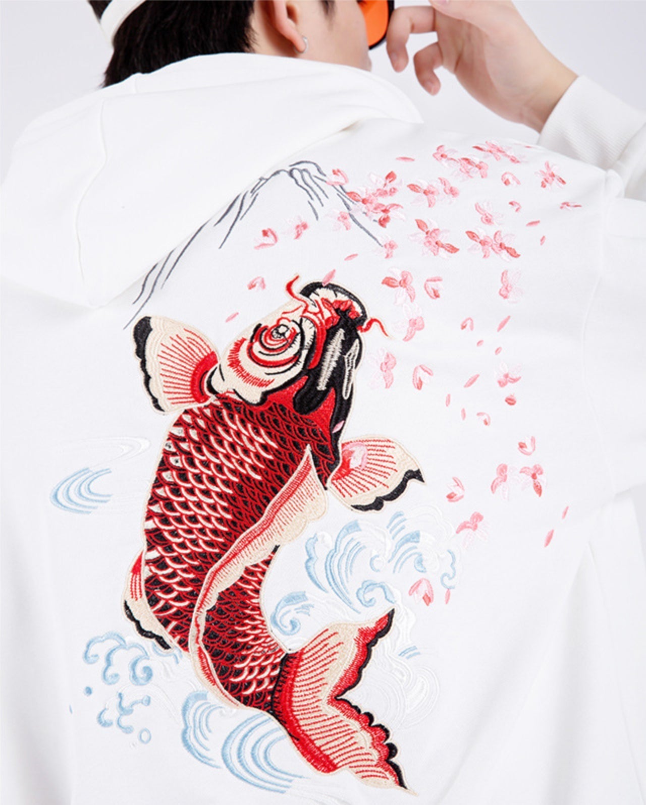 Dancing Fish Embroidery Hoodie