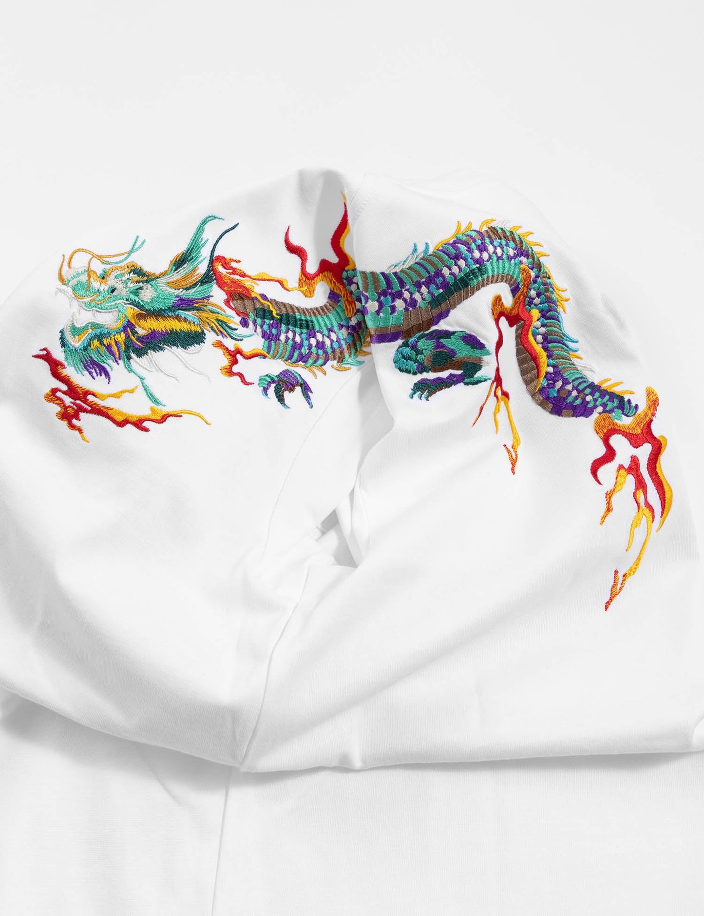 Flying Fire Dragons Embroidery Tee