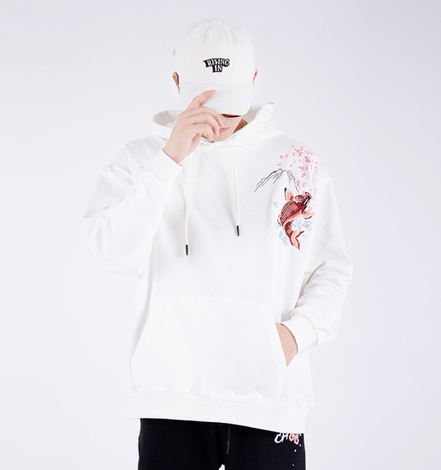 Dancing Fish Embroidery Hoodie