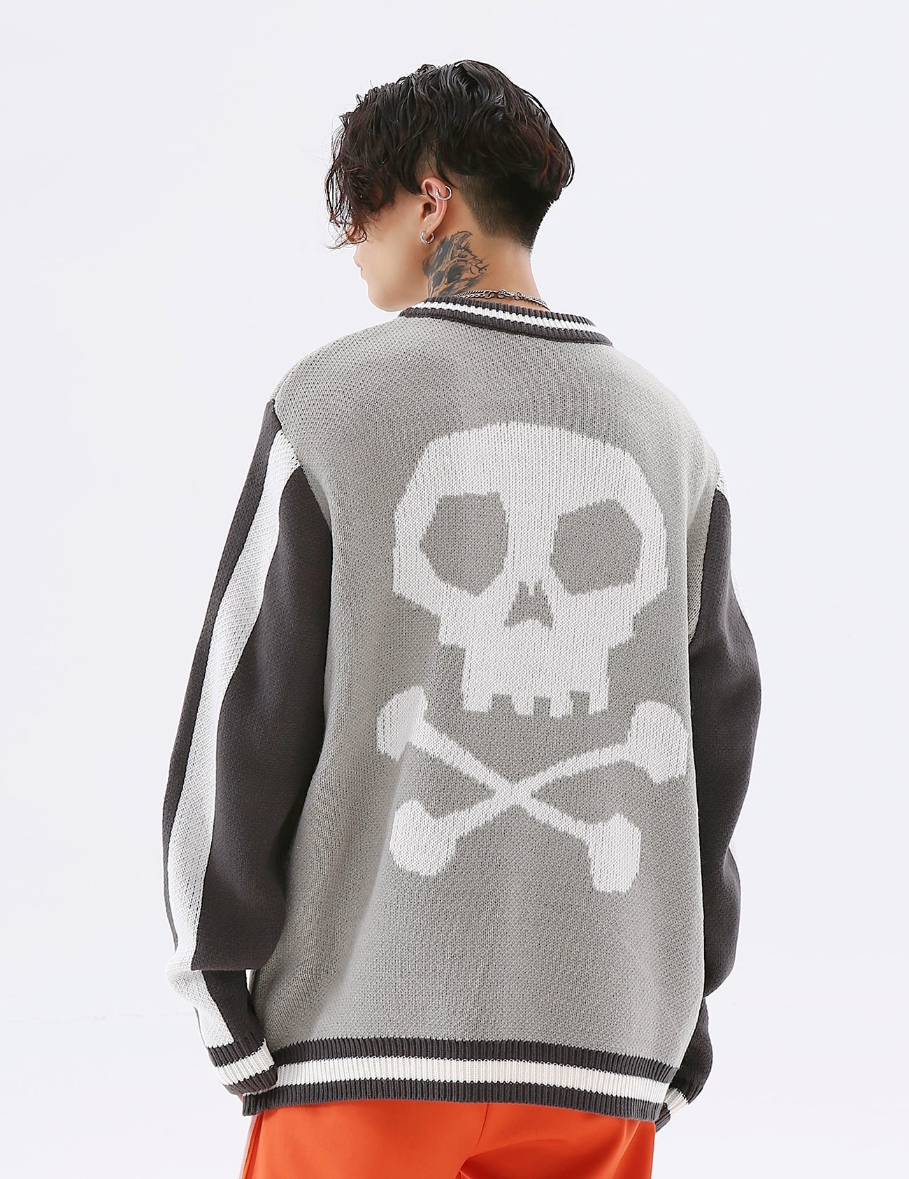 Easy Skull Knit Bomber Jacket