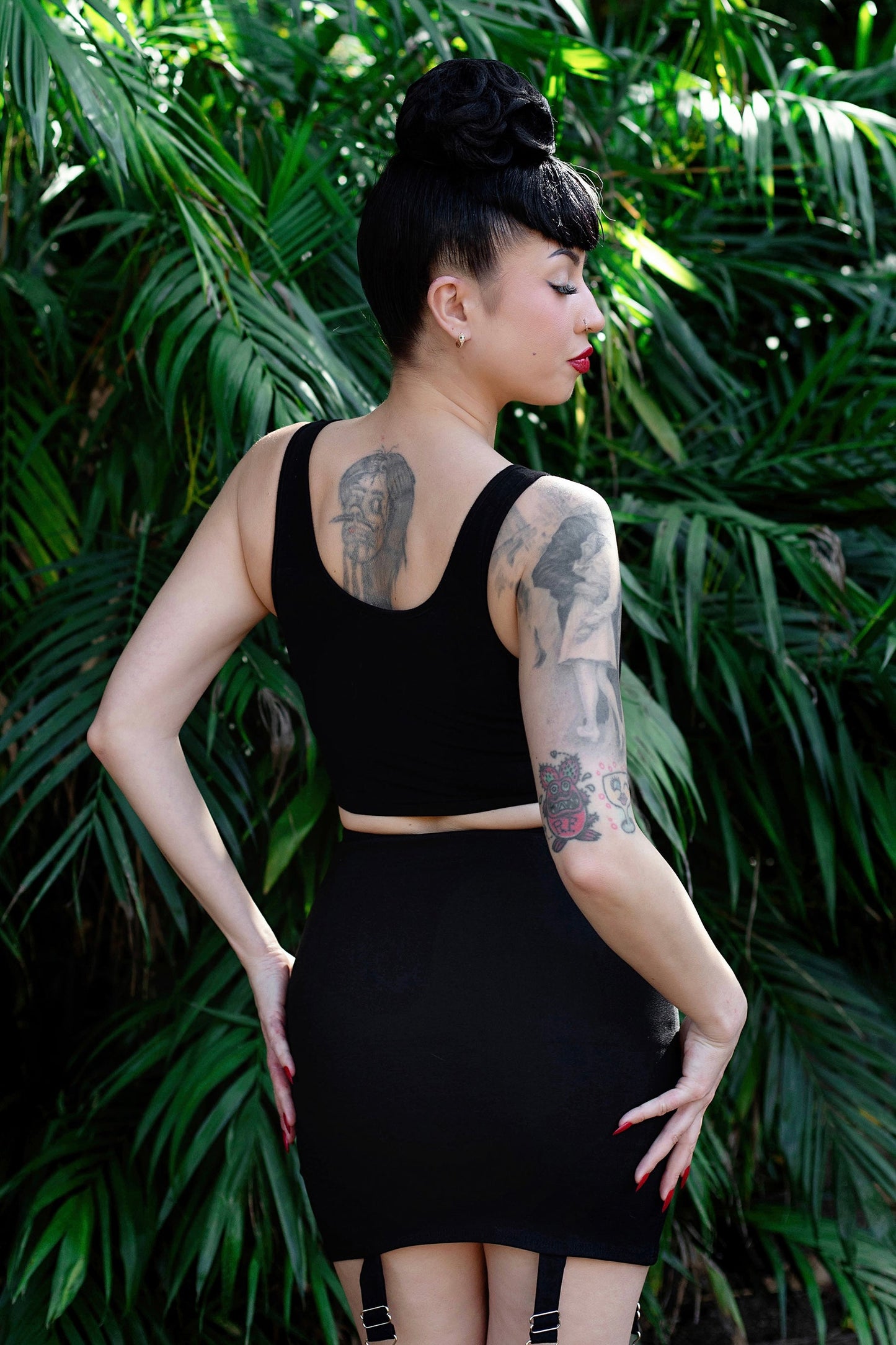 Bubble Crop Electric Tank – Black Cotton Spandex Cropped Tank (by Fox Slime)
