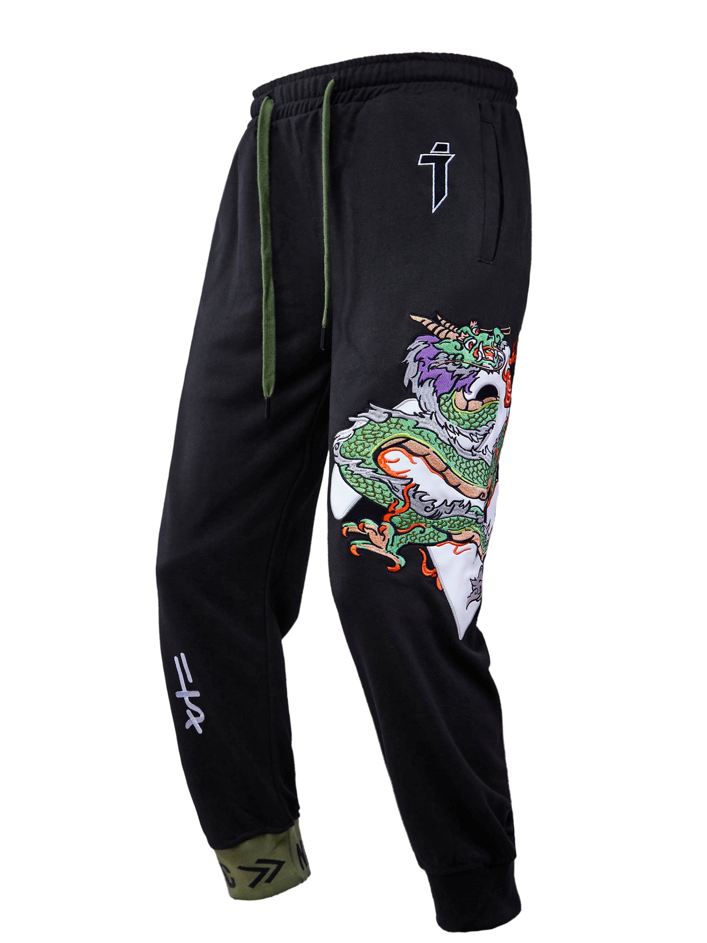 Cloud Dragon Embroidery Black Sweatpants