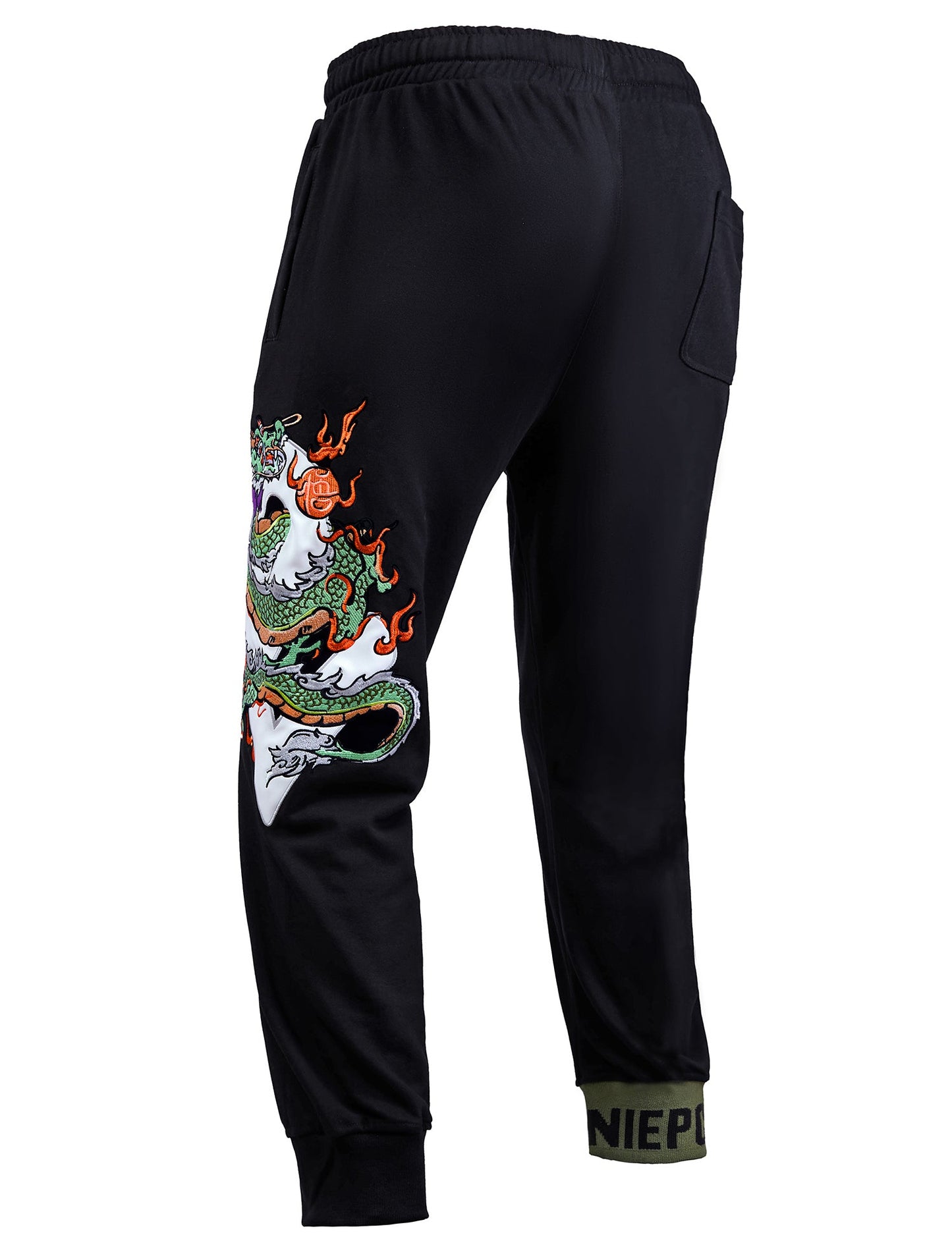 Cloud Dragon Embroidery Black Sweatpants