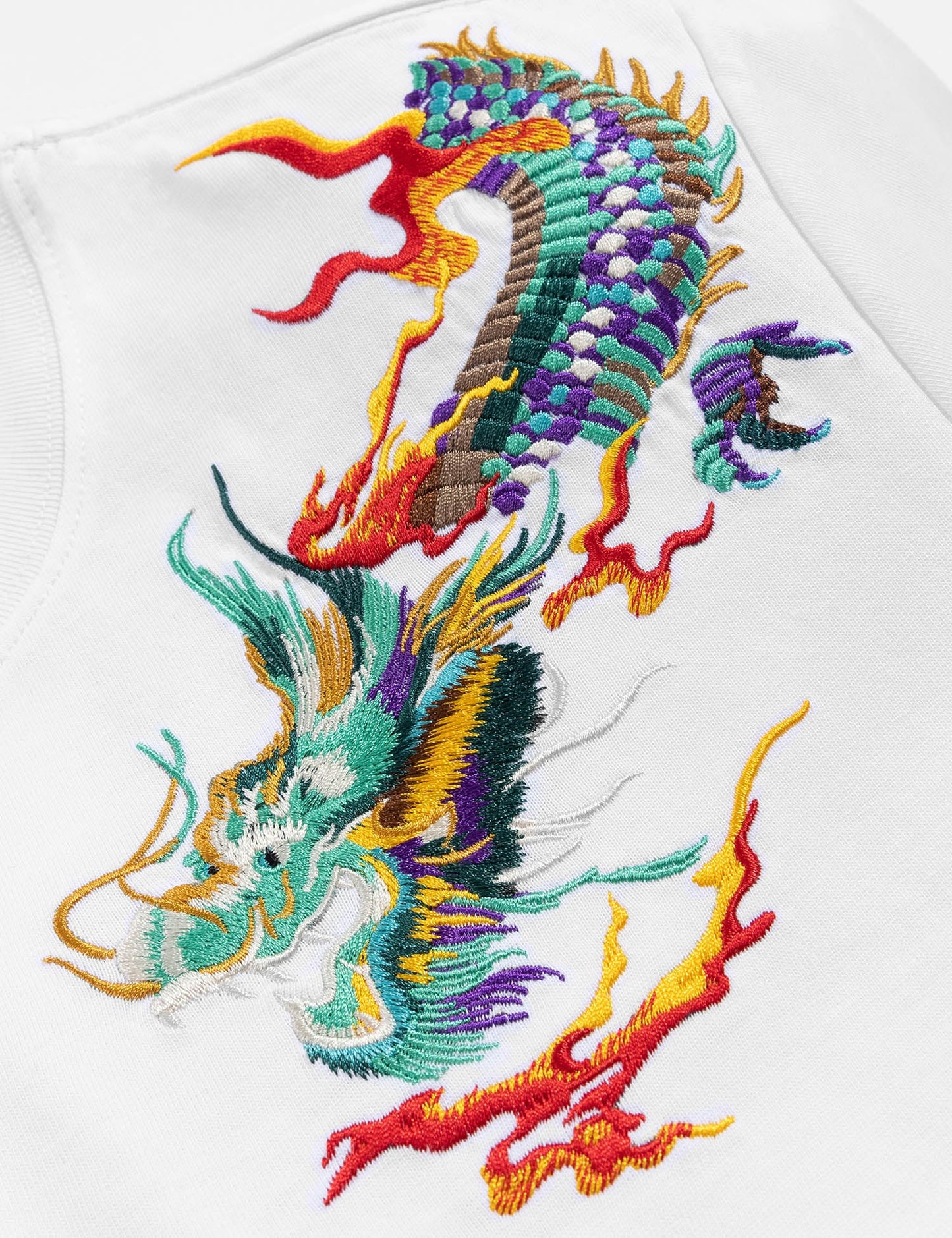 Flying Fire Dragons Embroidery Tee