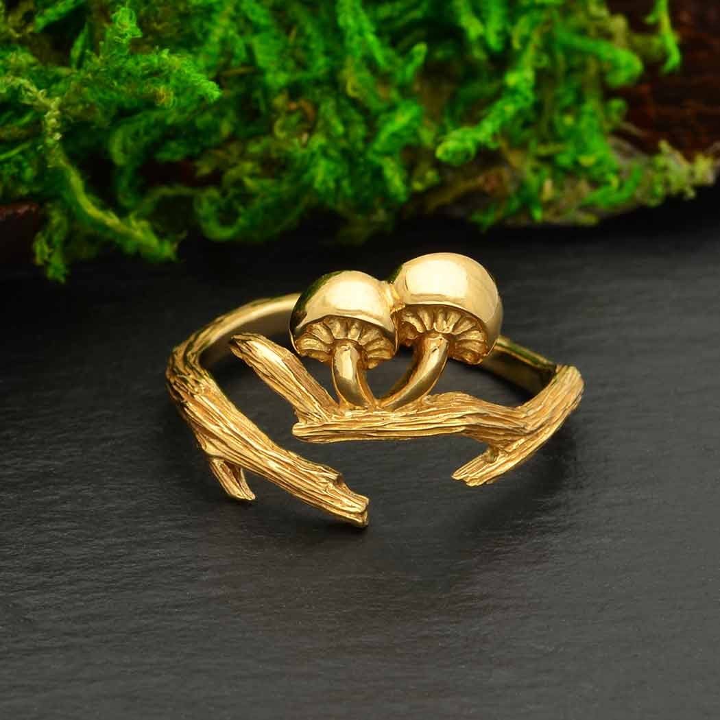 Adjustable Branch and Mushroom Ring: Bronze