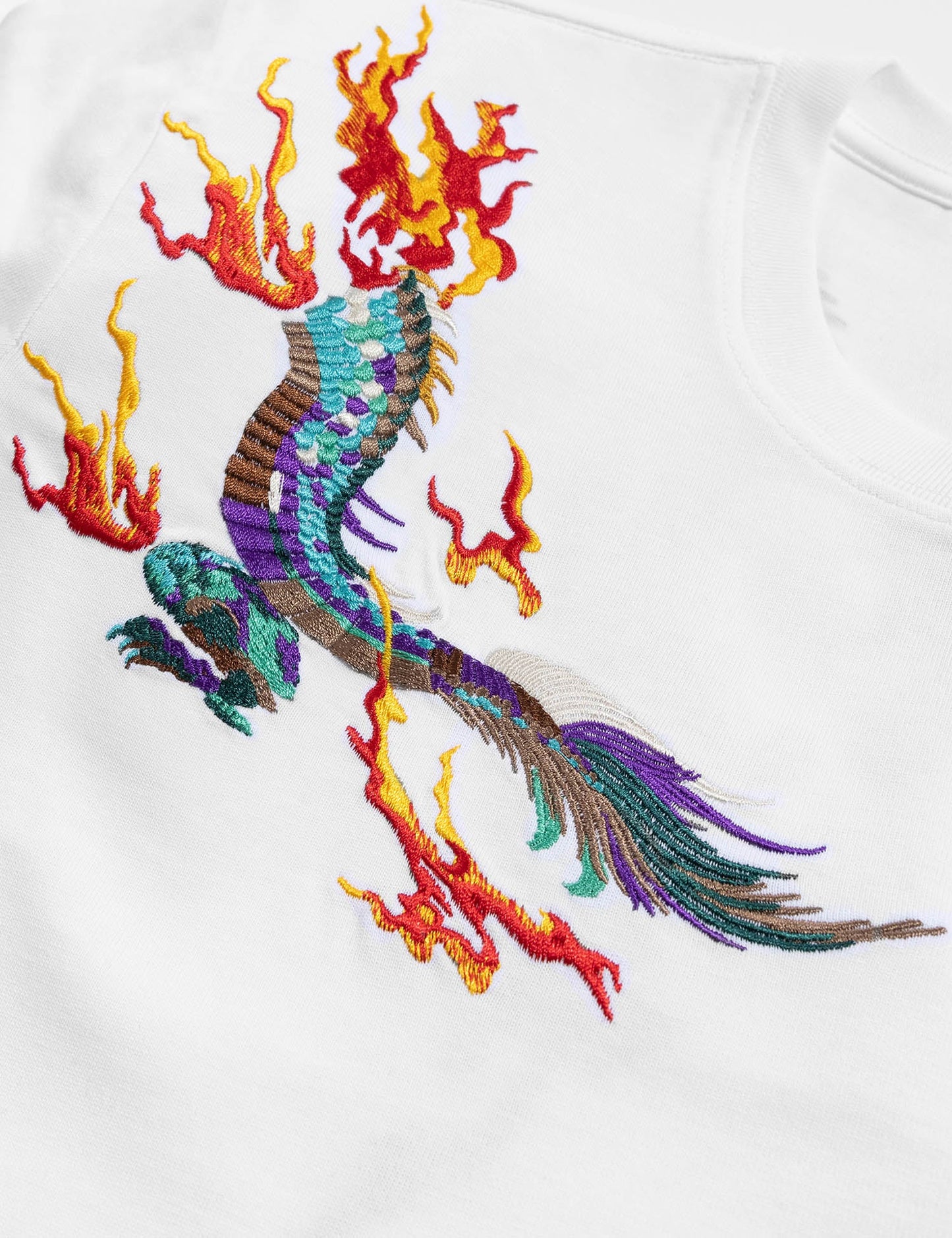 Flying Fire Dragons Embroidery Tee