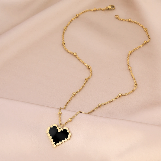 Pixel Heart Necklace - Gold