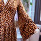 Raquel Maxi Dress with Bell Sleeves in Leopard Print Knit