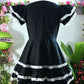 Adelaide Mini Swing dress in Black w/White Lace