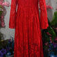 Priscilla 60's Bell Sleeve Lace Maxi Dress in Red