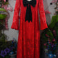 Priscilla 60's Bell Sleeve Lace Maxi Dress in Red