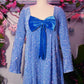 Priscilla 60's Bell Sleeve Sequin Velvet Mini Dress in Periwinkle Blue