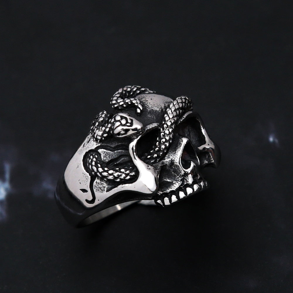 Esteban Skull and Snake Ring