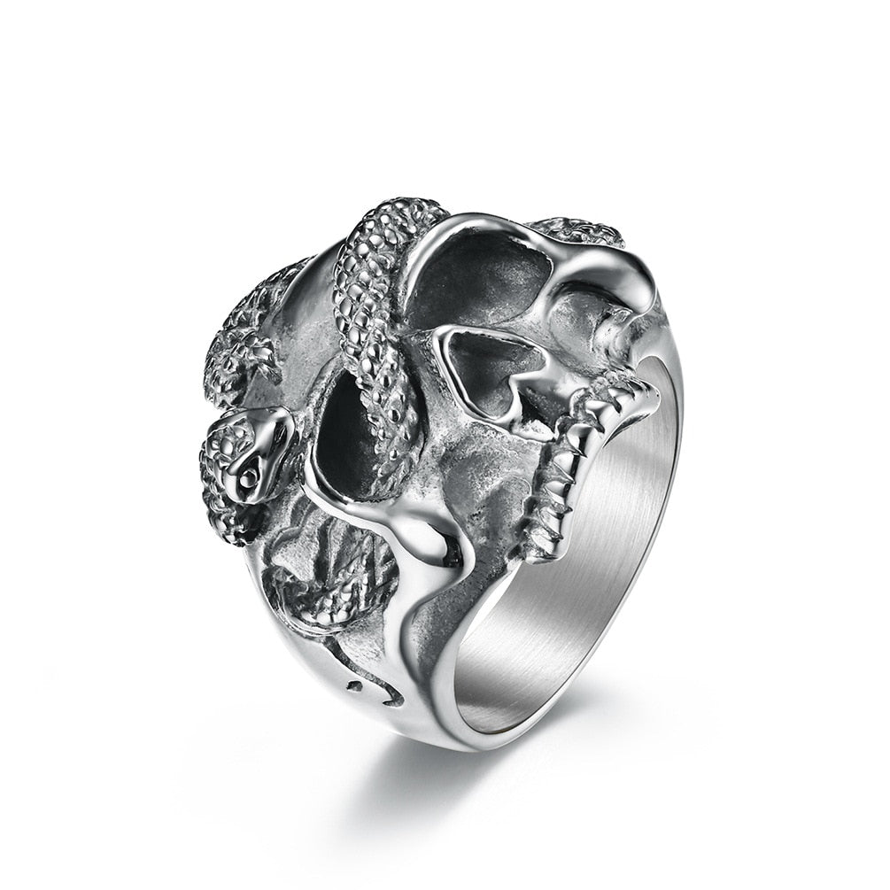 Esteban Skull and Snake Ring