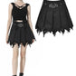 Tattered Pleated Skull Mini Skirt