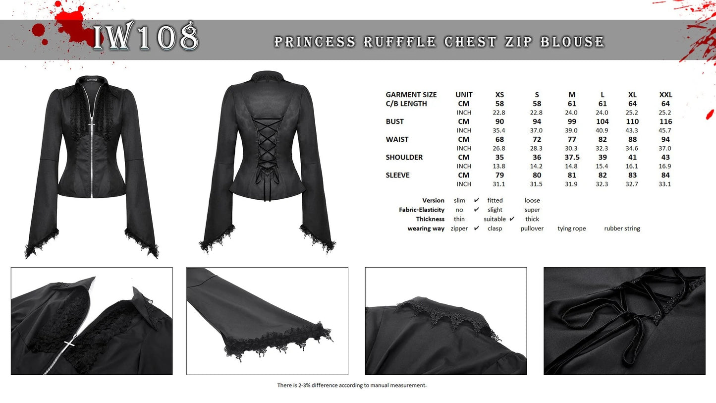 Goth Princess Ruffle Zip Blouse