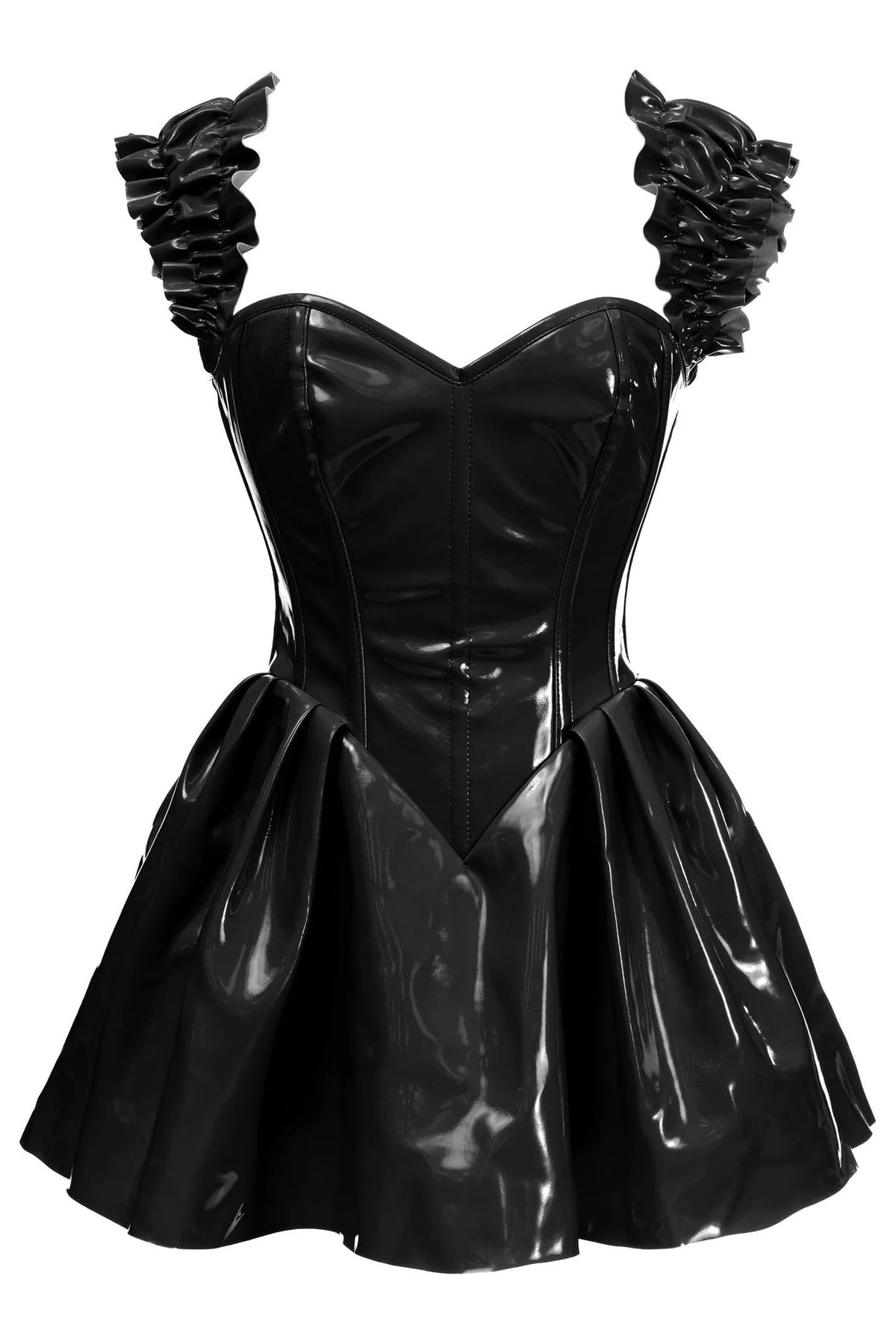 vinyl corset dress Steel Boned – Subkultures Black dress shirt-size:XXL new years blue gingham dress women and back zipper closures.