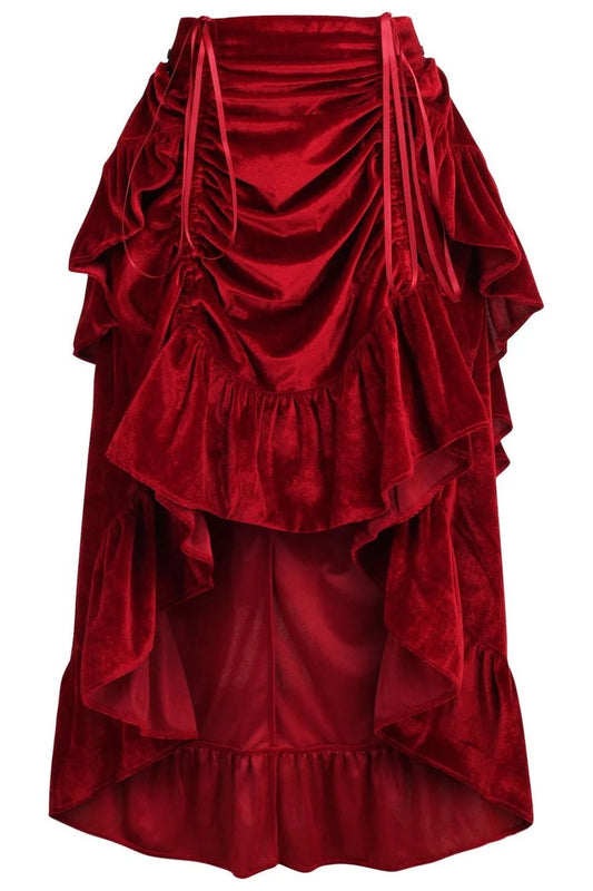 Dark Red Velvet Bustle Skirt