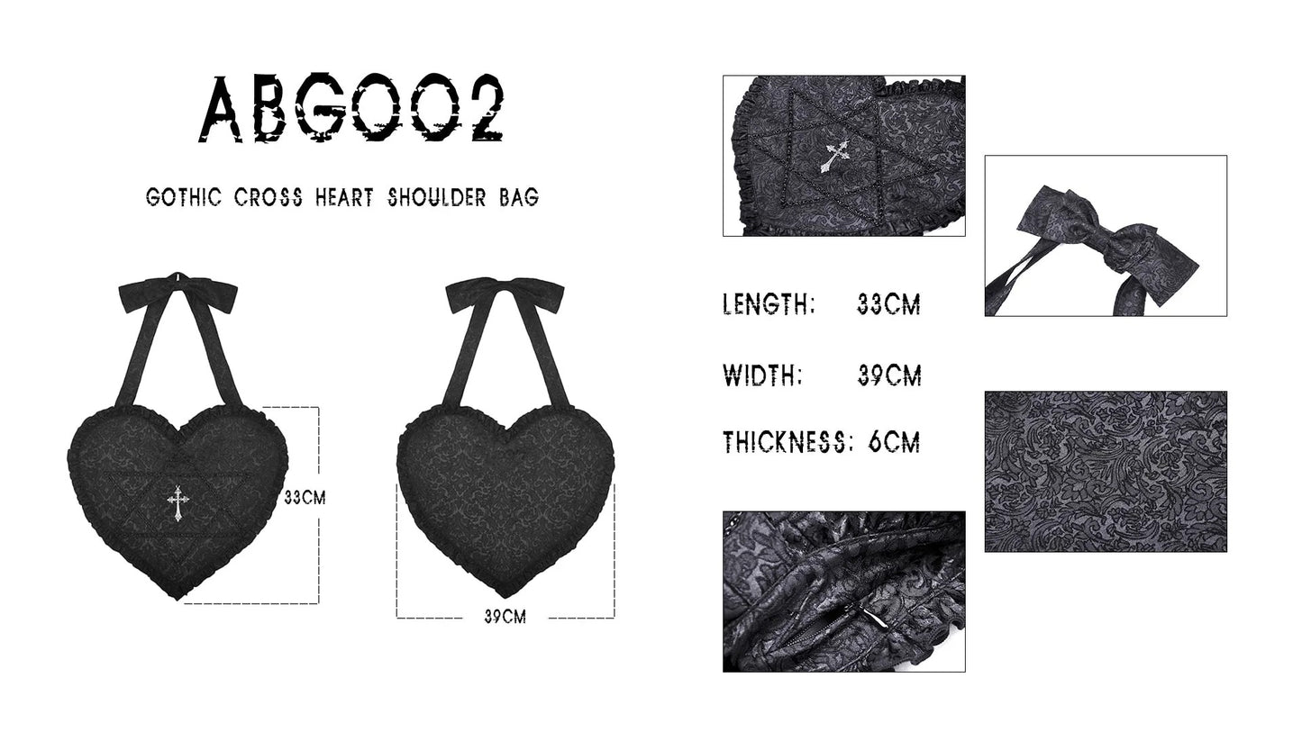 Gothic Cross Heart Shoulder Bag
