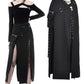 High slit Irregular long skirt