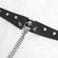 Faux Leather Studded Choker With Chain
