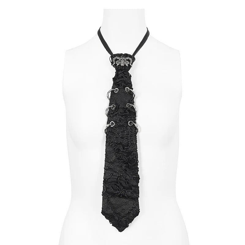Ripped Skull Tie with Metal Rings