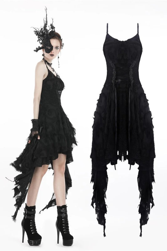 Gothic Feather Long Hem Dress