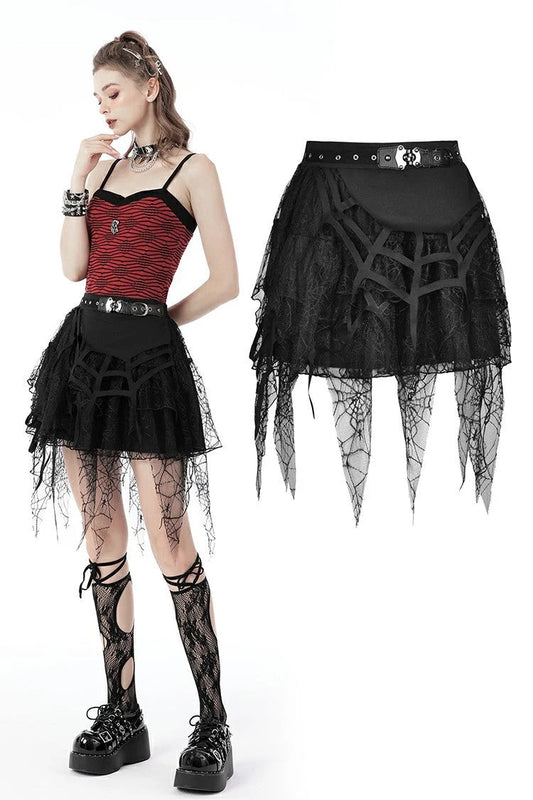 Rebel Girl Spider Web Skirt