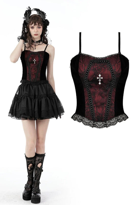 Gothic Funeral Red Cross Top