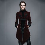 Crimson Moon Embroidered Gothic Coat