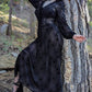 Black Penny Maxi dress with Flocked Spiderwebs
