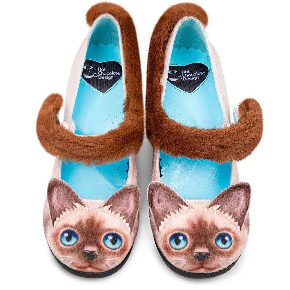 Chocolaticas® Mid Heels Siamese Cat Women's Mary Jane Pump