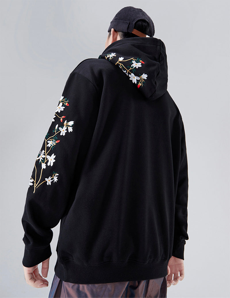 Flowers and Birds Embroidery Hoodie