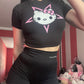 Hello Satan Kitty Crop Baby Tee