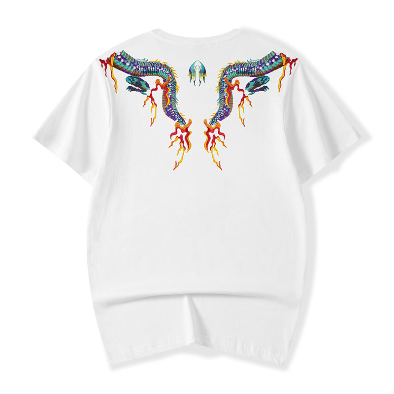 Flying Fire Dragons Embroidery Tee