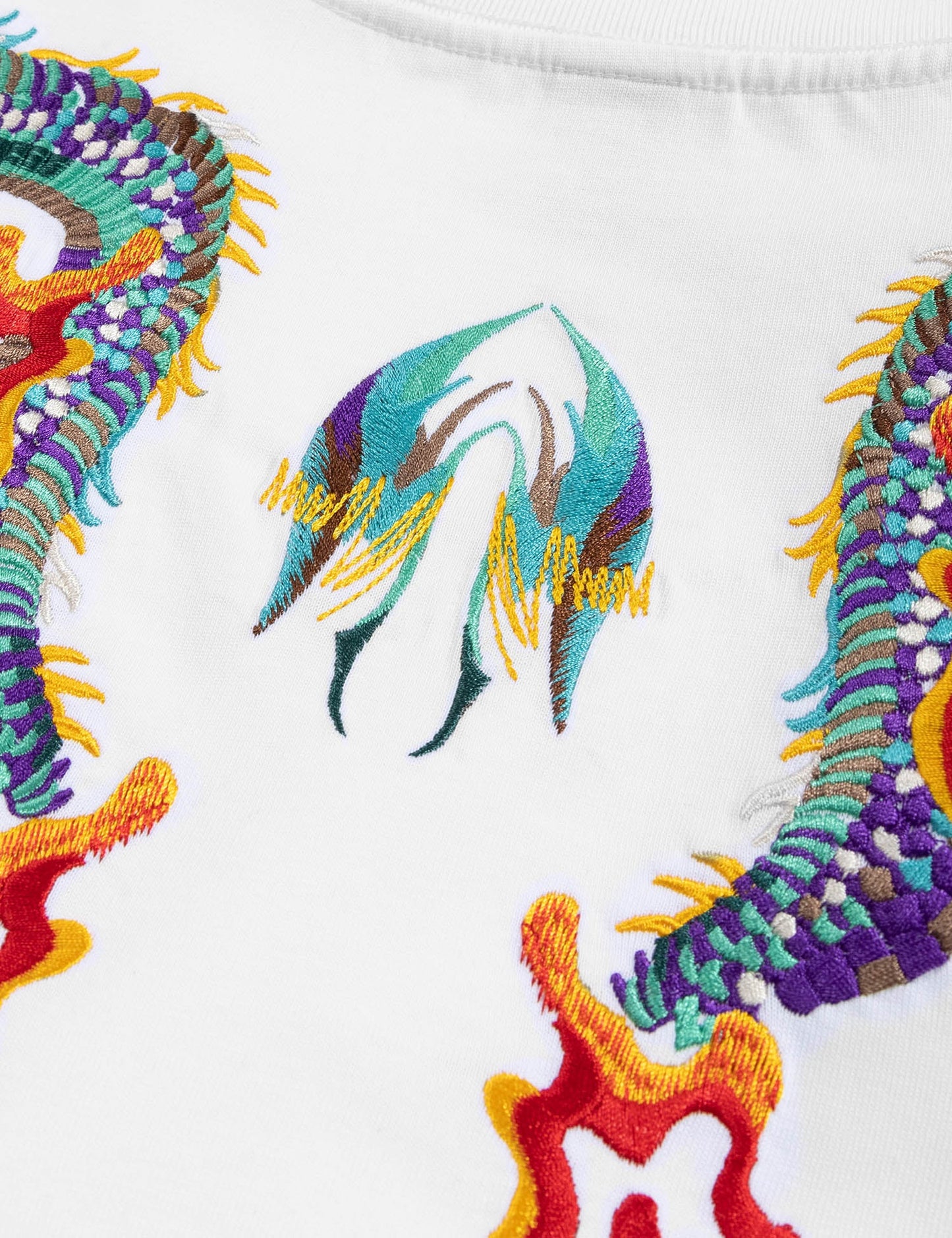 Flying Fire Dragons Embroidery Tee