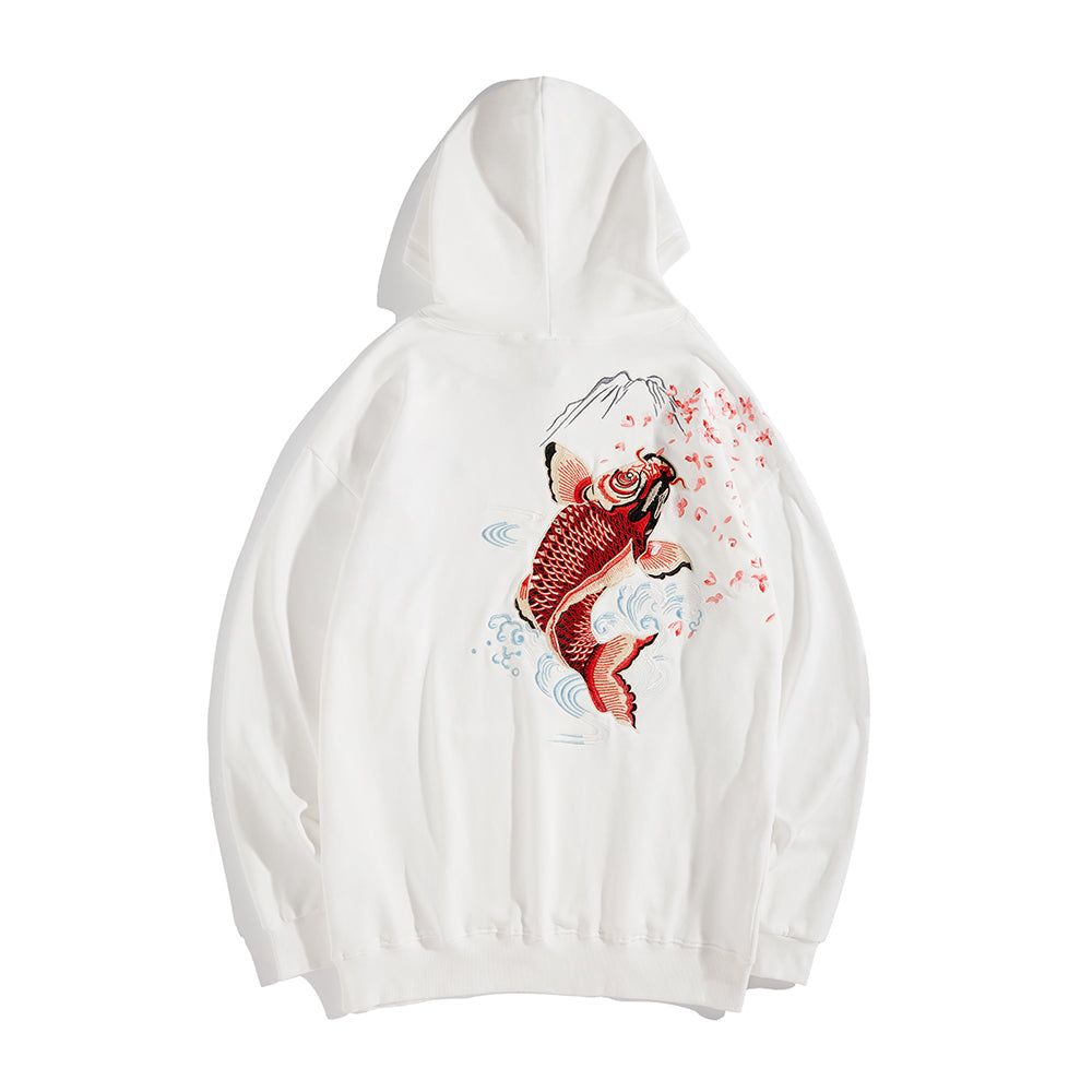 Dancing Fish Embroidery Hoodie