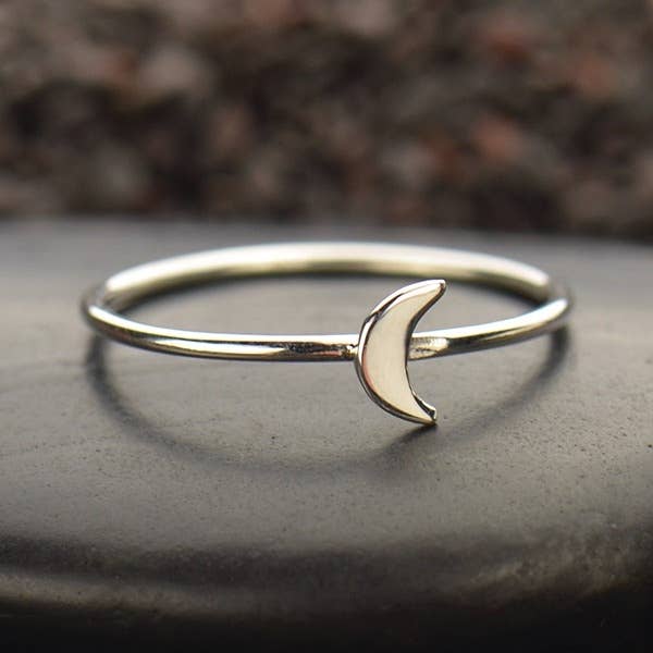 Tiny Moon Ring: Sterling Silver