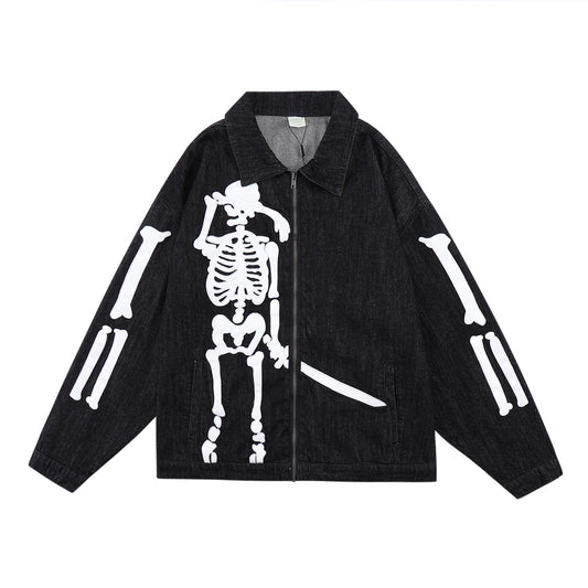 Crying Skeleton Denim Jacket