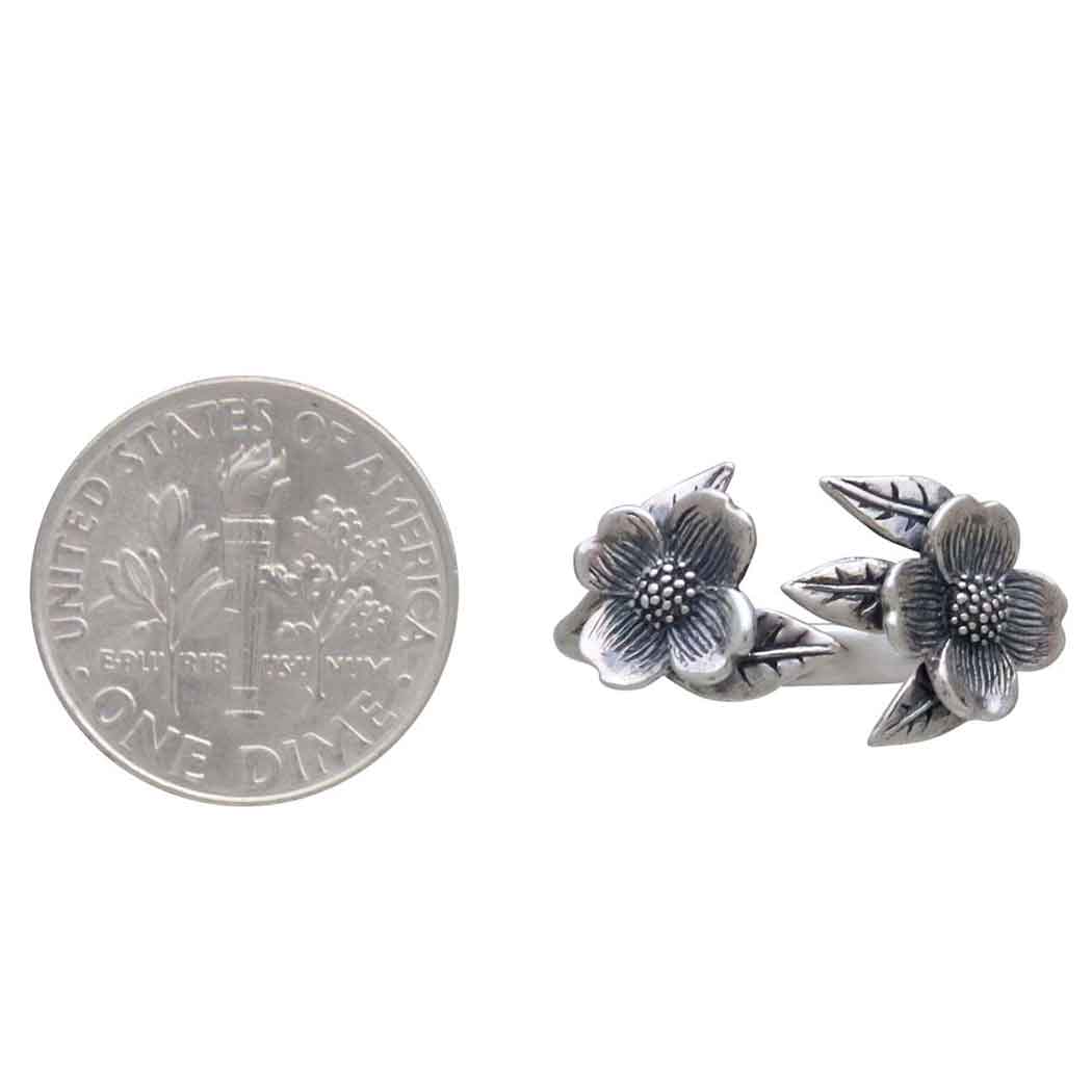 Sterling Silver Adjustable Two Flower Dogwood Ring